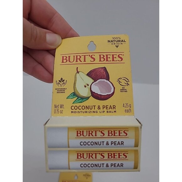 Burt's Bees Beeswax Lip Balm Coconut & Pear 2 Count Lot of 3 - Picture 2 of 3